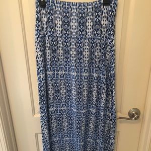 Blue Detailed Maxi Skirt